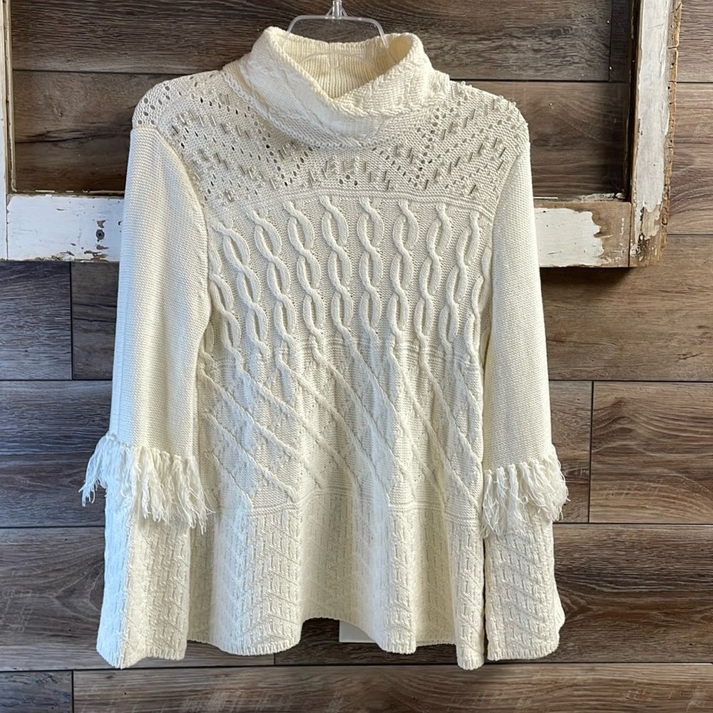 White House Black Market Cream Cowl Neck Sweater